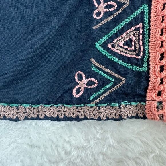 O'Neill Women's M Cold Shoulder Tunic Dress Blue Embroidered Boho Beach Cover Up - Picture 6 of 10